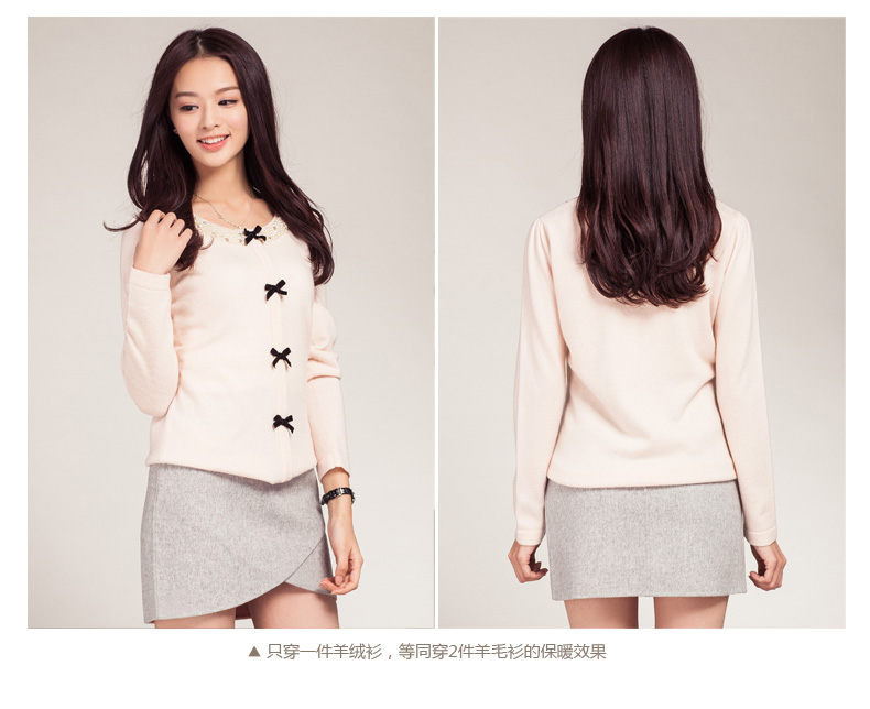 <em>欧丝璐</em> 新款<em>纯羊绒衫</em>女 韩版<em>假开衫</em>套头毛衣1