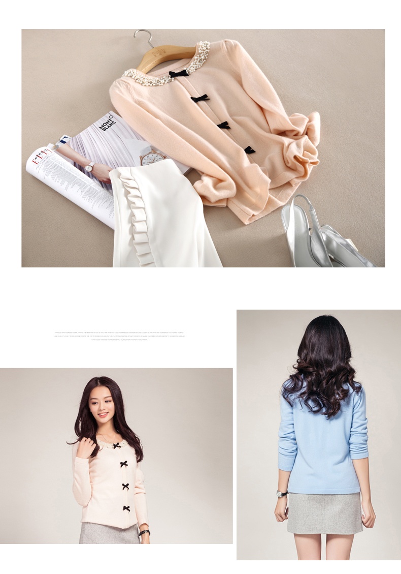 <em>欧丝璐</em> 新款<em>纯羊绒衫</em>女 韩版<em>假开衫</em>套头毛衣1