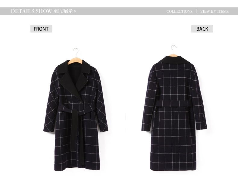 <em>欧丝璐</em>2015<em>秋冬</em>新款女装<em>羊毛</em>呢外套双面呢格